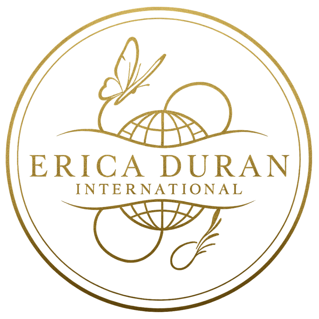 Erica Duran International Logo | White Round Background with trans | 1024 x 1024