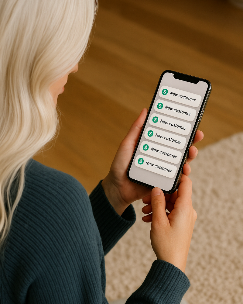 You'll get more new customer payment notifications on your phone after joining Erica Duran's Paid For Your Presence® Signature Program