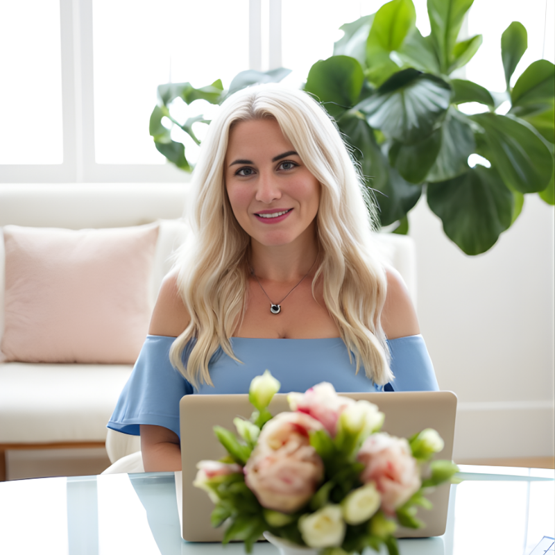Erica Duran overlooking the ocean from a balcony, symbolizing clarity, structure, and intentional presence.