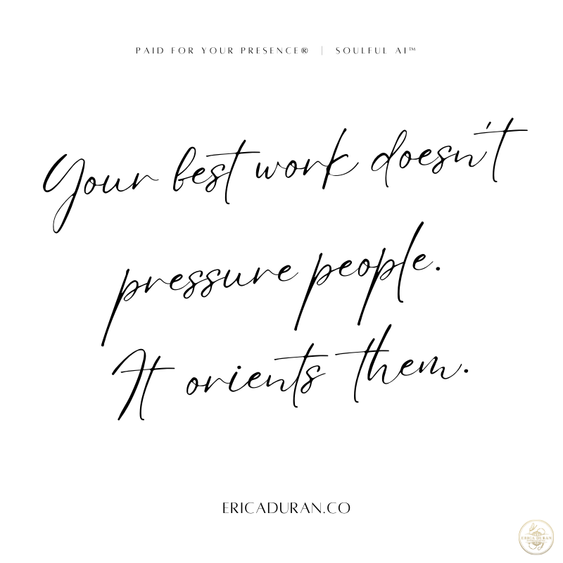 Presence, By Design — Blog Feature Erica Duran overlooking the ocean from a balcony, symbolizing clarity, structure, and intentional presence.